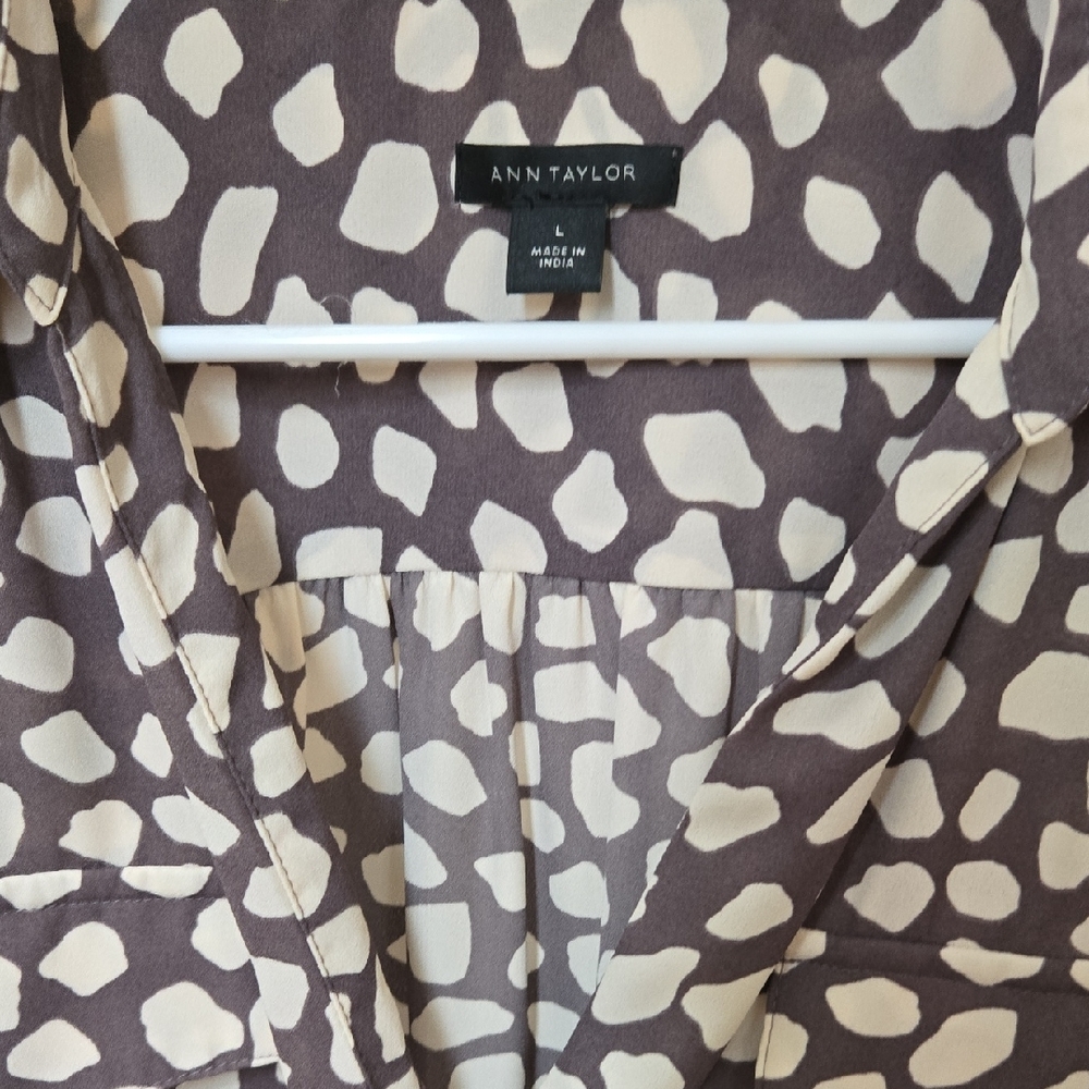 Ann Taylor Women's Patterned Jumpsuit in Cream and Brown